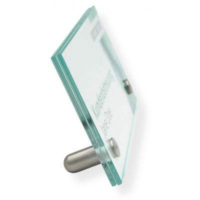 Tischschild Tischaufsteller aus Glas Vitrum T 200 100 mm